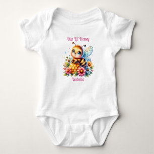 Our Lil' Honey Honey bee themed Personalised Baby Bodysuit