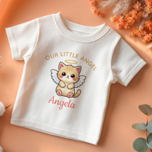 Our Little Angel Cute Kitten with Wings Girl Name  Baby T-Shirt