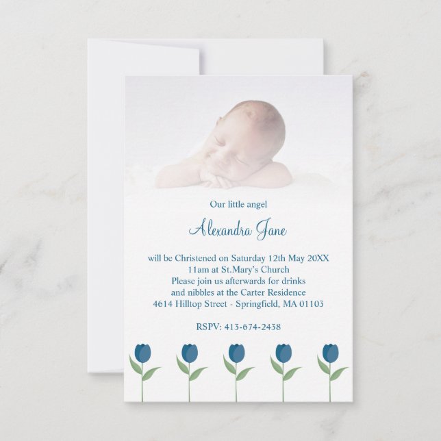 Our Little Angel Quote for Baby Baptism with Tulip (Front)
