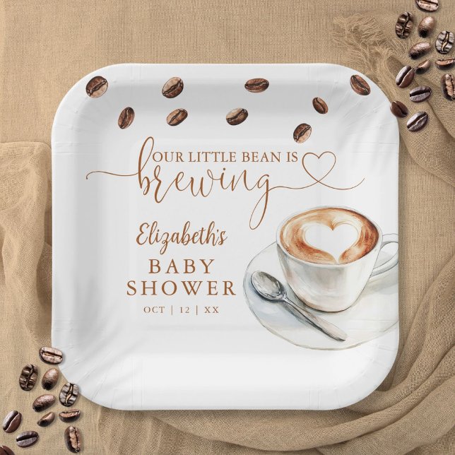 Our Little Bean Is Brewing Coffee Baby Shower Paper Plate (Our Little Bean Is Brewing Coffee Baby Shower Paper Plates)