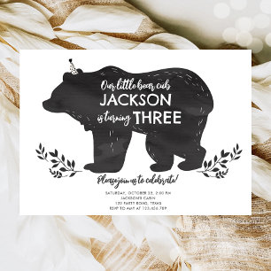 Our Little Bear Cub Woodland Forest Boy Birthday Invitation