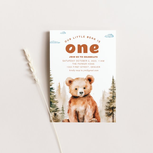 Our Little Bear Is One 1st Birthday Invite (Creator Uploaded)