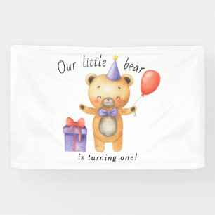 Our Little Bear is turning one Kids Birthday Banner