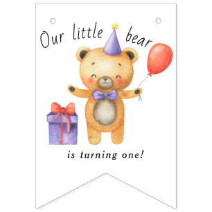 Our Little Bear is turning one Kids Birthday Bunting