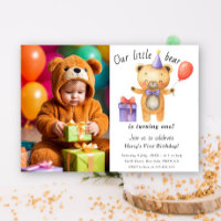 Our Little Bear Is Turning One Kids Birthday 