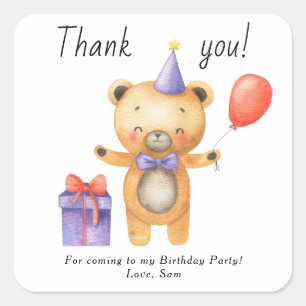 Our Little Bear is turning one Kids Birthday Square Sticker