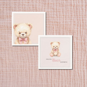 Our Little Bear on the Way Fall Baby Shower Pink Napkin