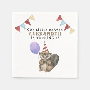 Our Little Beaver 1st Birthday Party Napkin