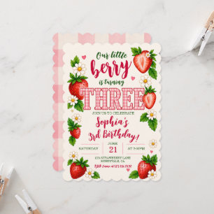 Our Little Berry Is One Strawberry 3rd Birthday Invitation