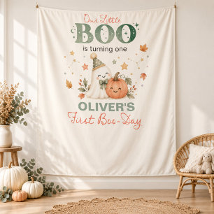 Our Little Boo 1st Birthday Halloween Backdrop Tapestry