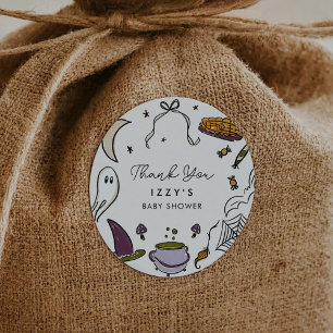 Our Little Boo Almost Due Halloween Baby Shower Classic Round Sticker