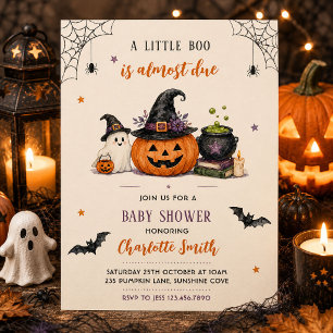 Our Little Boo Almost Due Halloween Baby Shower Invitation