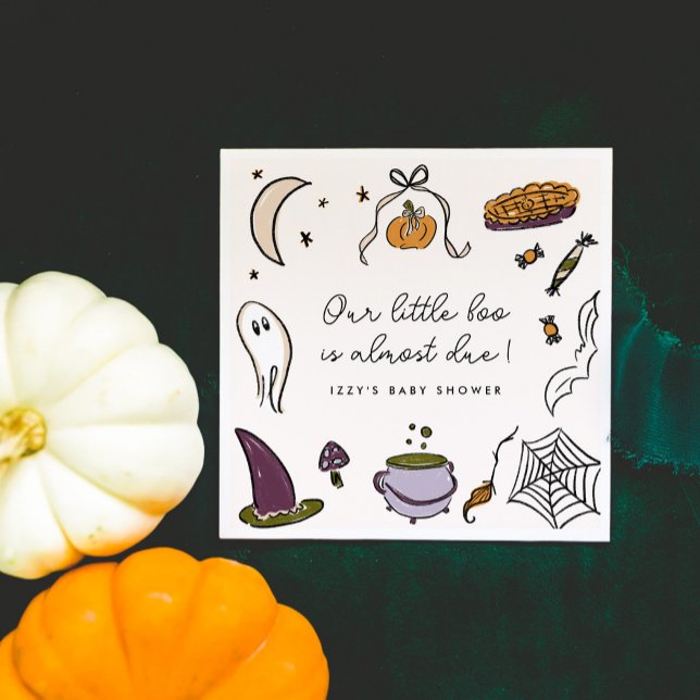 Our Little Boo Almost Due Halloween Baby Shower Napkin (Our Little Boo is Almost Due Halloween Baby Shower Personalized Napkins)