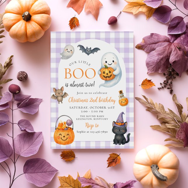 Our Little BOO Cute Ghost Halloween 2nd Birthday Invitation (Creator Uploaded)