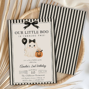 Our Little Boo Cute Ghost Halloween Birthday Invitation
