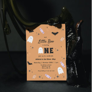 Our Little Boo Halloween 1st Birthday  Invitation