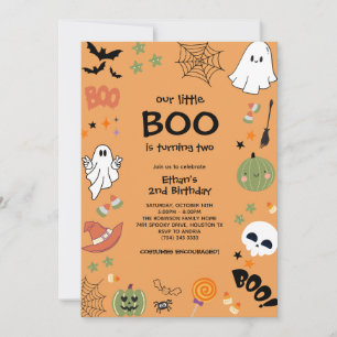 Our Little Boo Halloween 2nd Birthday  Invitation