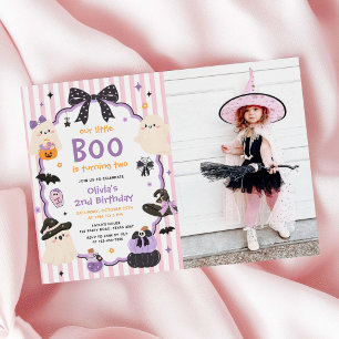 Our Little Boo Halloween 2nd Birthday Party Photo Invitation