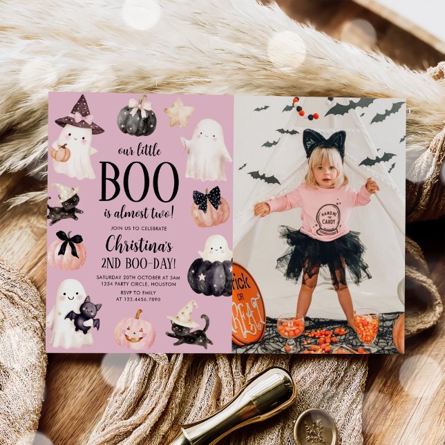 Our little Boo Halloween 2nd Birthday Party Photo Invitation (Creator Uploaded)