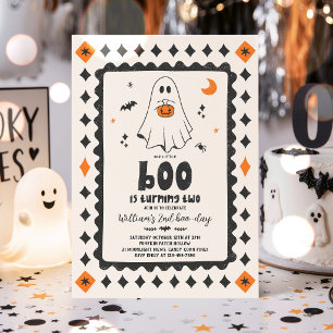 Our Little Boo Halloween Boy Ghost 2nd Birthday Invitation