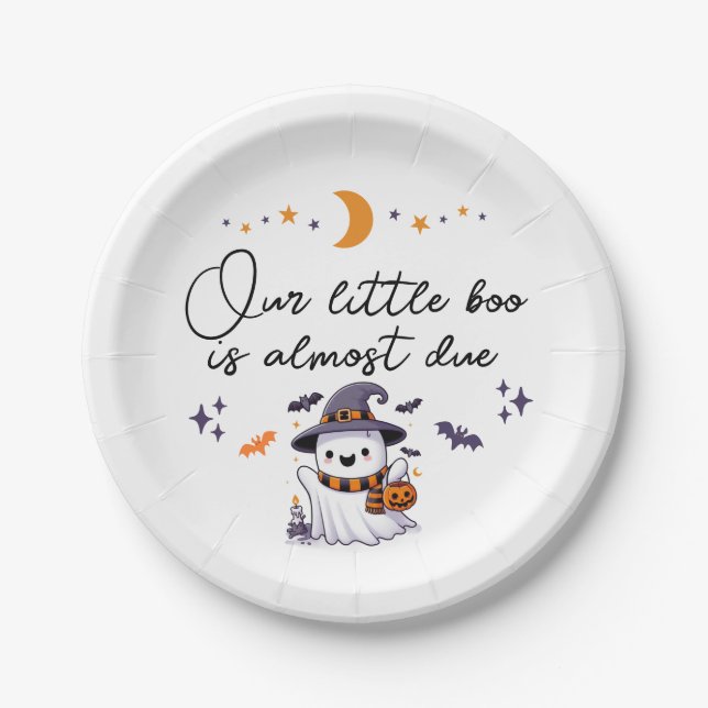 Our Little Boo Is Almost Due Baby Shower Paper Plate (Front)