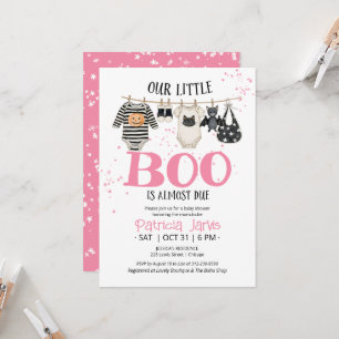 Our Little Boo Is Almost Due Girl Baby Shower Invitation
