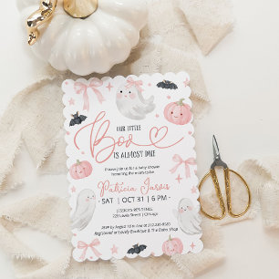 Our Little Boo Is Almost Due Girl Baby Shower Invitation