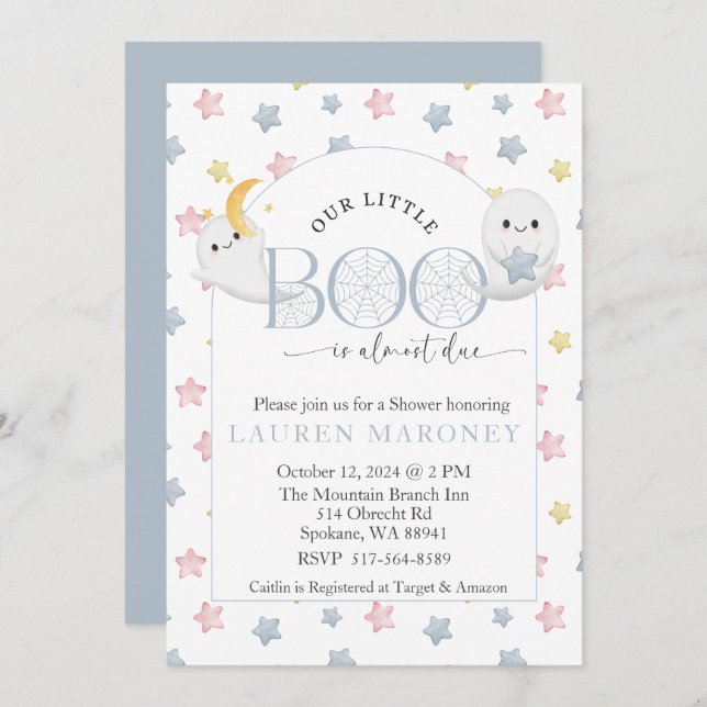 Our Little Boo is almost due Halloween  Invitation (Front/Back)