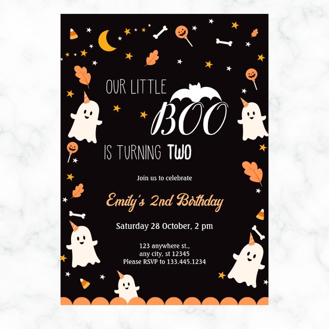 Our Little Boo is Girl Halloween Birthday Any Year Invitation (Creator Uploaded)