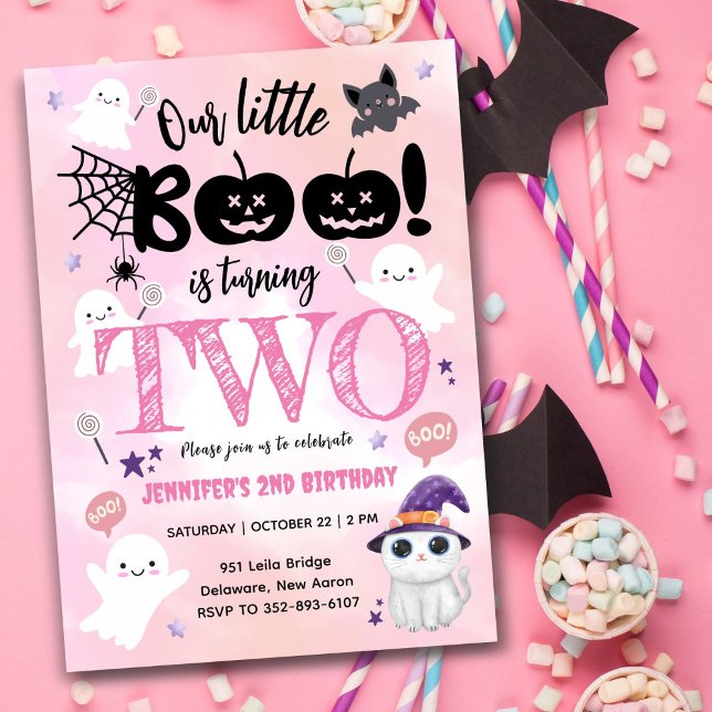 Our Little Boo Is Turning TWO | Halloween Birthday Invitation (Creator Uploaded)
