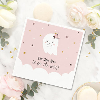 Our Little Boo Pink Baby Shower Napkins - Ghost