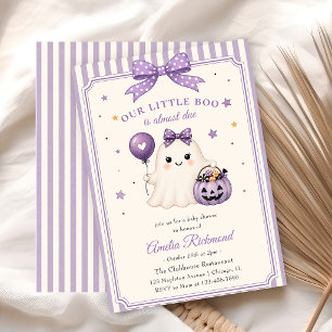 Our Little Boo Purple Ghost Halloween Baby Shower Invitation