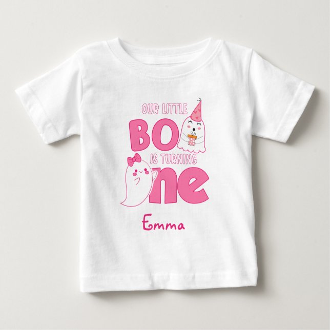 Our Little Boo Turning One, Halloween 1St Birthday Baby T-Shirt (Front)
