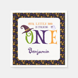 Our Little Boo Turning One, Halloween 1St Birthday Napkin