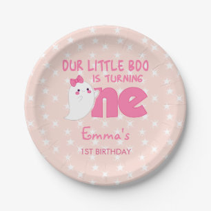 Our Little Boo Turning One, Halloween 1St Birthday Paper Plate