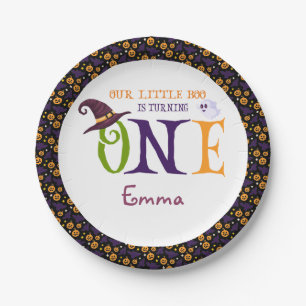 Our Little Boo Turning One, Halloween 1St Birthday Paper Plate