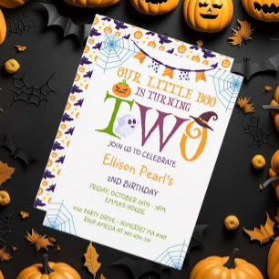 Our Little Boo Turning Two, Halloween 2nd Birthday Invitation