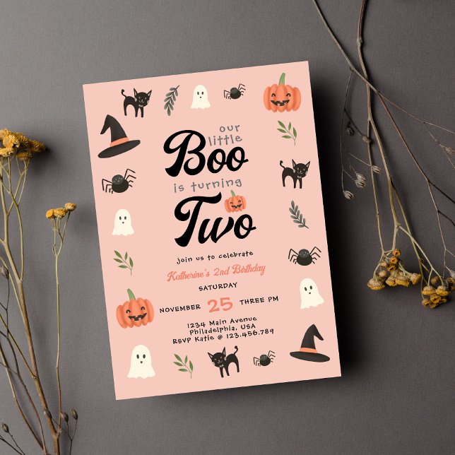 Our Little Boo Turning Two Halloween 2nd Birthday Invitation (Creator Uploaded)