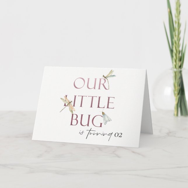 Our Little Bug Pink Dragonfly Any Age Birthday Thank You Card (Front)
