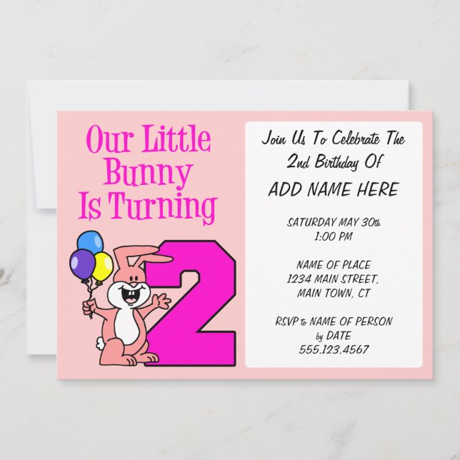 Our Little Bunny Is Turning Two Invitation (Front)