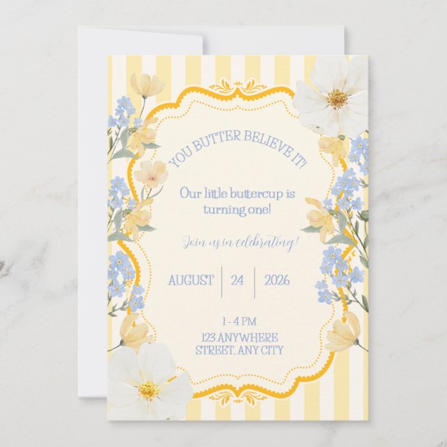 Our Little Buttercup Birthday Invite  (Front)