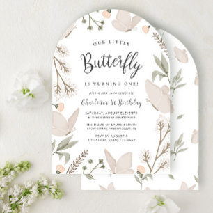 Our Little Butterfly 1st Birthday Cute Watercolor Invitation