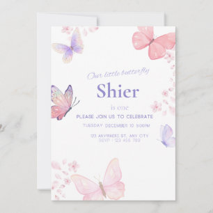 Our little butterfly 1st birthday invitation