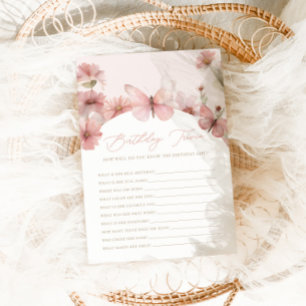 Our Little Butterfly Pink Girls Birthday Trivia Card