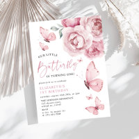 Our Little Butterfly Pink Roses 1st Birthday