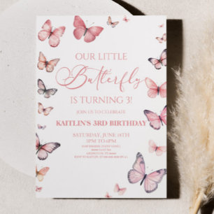 Our Little Butterfly Soft Pink Birthday Party Invitation