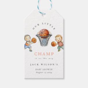 Our Little Champ Basketball Basket Boy Baby Shower Gift Tags