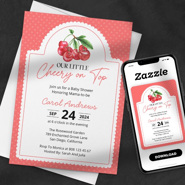 Our Little Cherry on Top Baby Girl Baby Shower Invitation (Creator Uploaded)