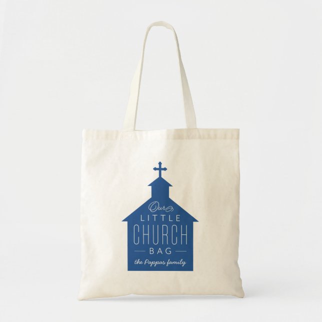 Our little church bag cute blue kid's tote (Front)