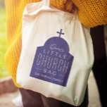 Our little church bag cute purple Orthodox dome<br><div class="desc">"Our little church bag" is a perfect gift for little ones to take along to church. This tote features a purple silhouette of a dome church with a cross on top with the wording on top and a place to customise a name. Makes a great baptism or Christening gift for...</div>